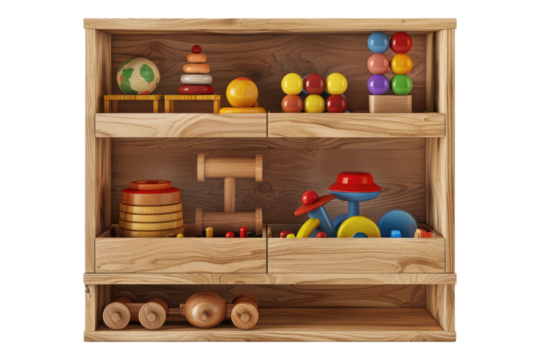 wooden plaything storage isolated on transparent background