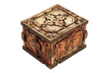 Wooden puzzle box isolated on transparent background