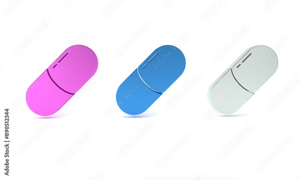 Wall mural colorful medicine pill or tablet icon isolated on white background. capsule pill and drug sign. phar