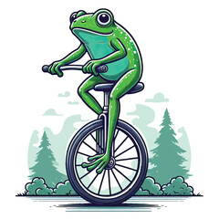 A frog that goes on a unicycle Adobe Illustrator Artwork
