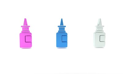 Fototapeta premium Colorful Bottle nasal spray icon isolated on white background. Minimalism concept. 3D render illustration