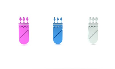 Colorful Quiver with arrows icon isolated on white background. Minimalism concept. 3D render illustration