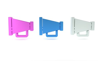 Colorful Megaphone icon isolated on white background. Speaker sign. Minimalism concept. 3D render illustration