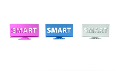 Colorful Screen tv with Smart video technology icon isolated on white background. Minimalism concept. 3D render illustration