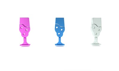 Colorful Wine glass icon isolated on white background. Wineglass icon. Goblet symbol. Glassware sign. Happy Easter. Minimalism concept. 3D render illustration