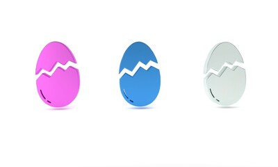 Colorful Broken egg icon isolated on white background. Happy Easter. Minimalism concept. 3D render illustration