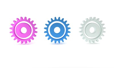 Colorful Circular saw blade icon isolated on white background. Saw wheel. Minimalism concept. 3D render illustration