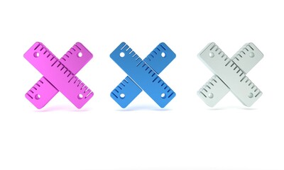 Colorful Crossed ruler icon isolated on white background. Straightedge symbol. Minimalism concept. 3D render illustration