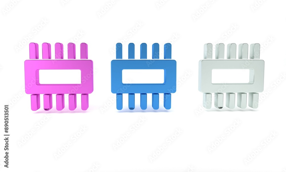 Aufkleber Colorful Computer processor with microcircuits CPU icon isolated on white background. Chip or cpu with circuit board. Micro processor. Minimalism concept. 3D render illustration