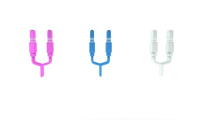 Colorful Audio jack icon isolated on white background. Audio cable for connection sound equipment. Plug wire. Musical instrument. Minimalism concept. 3D render illustration