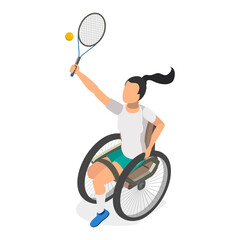 3D Isometric Flat Vector Set of Paralympians, Sportsmen with Disabilities. Item 11