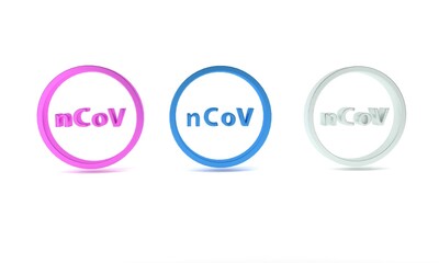 Colorful Corona virus 2019-nCoV icon isolated on white background. Bacteria and germs, cell cancer, microbe, fungi. Minimalism concept. 3D render illustration
