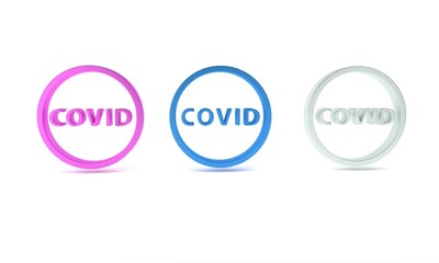 Colorful Corona virus covid-19 icon isolated on white background. Bacteria and germs, cell cancer, microbe, fungi. Minimalism concept. 3D render illustration