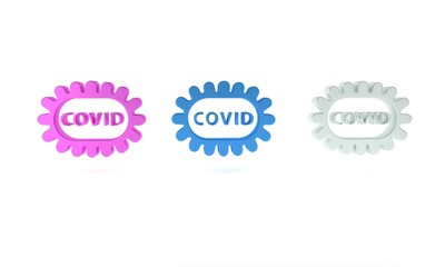 Colorful Corona virus covid-19 icon isolated on white background. Bacteria and germs, cell cancer, microbe, fungi. Minimalism concept. 3D render illustration