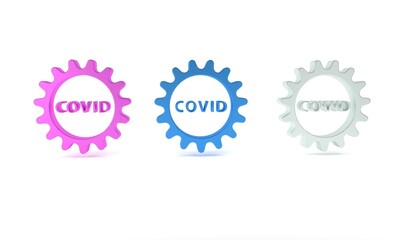 Colorful Corona virus covid-19 icon isolated on white background. Bacteria and germs, cell cancer, microbe, fungi. Minimalism concept. 3D render illustration