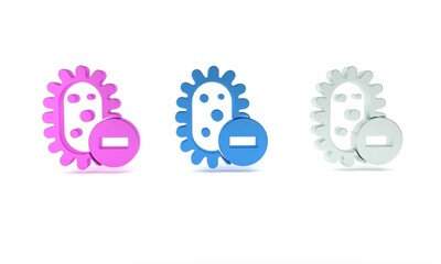 Colorful Negative virus icon isolated on white background. Corona virus 2019-nCoV. Bacteria and germs, cell cancer, microbe, fungi. Minimalism concept. 3D render illustration
