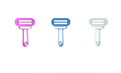 Colorful Shaving razor icon isolated on white background. Minimalism concept. 3D render illustration