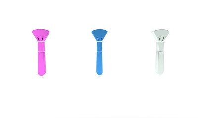 Colorful Makeup brush icon isolated on white background. Minimalism concept. 3D render illustration