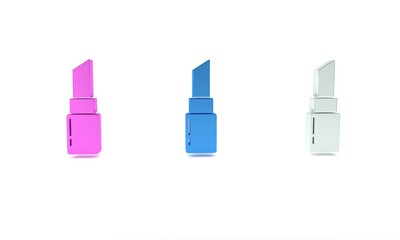 Colorful Lipstick icon isolated on white background. 8 March. International Happy Women Day. Minimalism concept. 3D render illustration