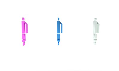 Colorful Pen icon isolated on white background. Minimalism concept. 3D render illustration