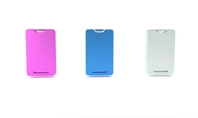 Colorful Smartphone, mobile phone icon isolated on white background. Minimalism concept. 3D render illustration