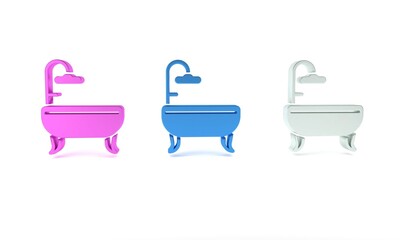 Colorful Bathtub icon isolated on white background. Minimalism concept. 3D render illustration