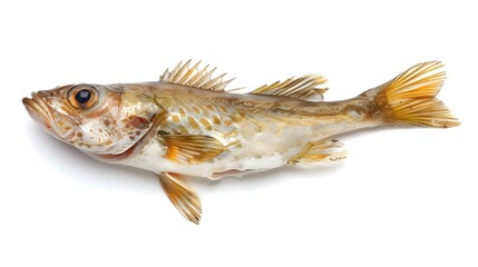 Freshly Caught Whiting on White Background Showcasing Vibrant Colors and Detailed Scales