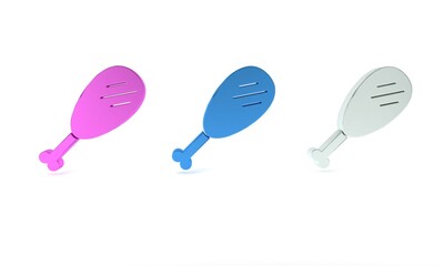 Colorful Chicken leg icon isolated on white background. Chicken drumstick. Minimalism concept. 3D render illustration