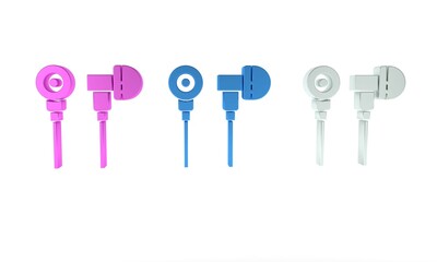 Colorful Air headphones icon icon isolated on white background. Holder wireless in case earphones garniture electronic gadget. Minimalism concept. 3D render illustration