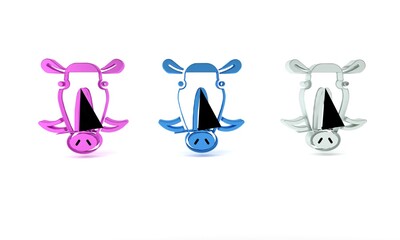 Colorful Wild boar head icon isolated on white background. Animal symbol. Minimalism concept. 3D render illustration