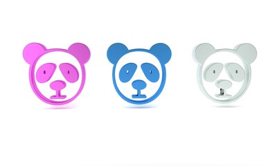 Colorful Cute panda face icon isolated on white background. Animal symbol. Minimalism concept. 3D render illustration © Vadim