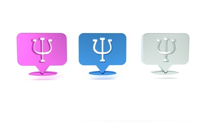 Colorful Psychology icon isolated on white background. Psi symbol. Mental health concept, psychoanalysis analysis and psychotherapy. Minimalism concept. 3D render illustration