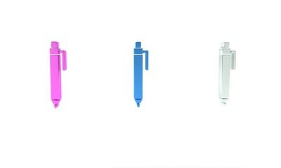 Colorful Pen icon isolated on white background. Minimalism concept. 3D render illustration