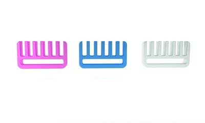 Colorful Hairbrush icon isolated on white background. Comb hair sign. Barber symbol. Minimalism concept. 3D render illustration