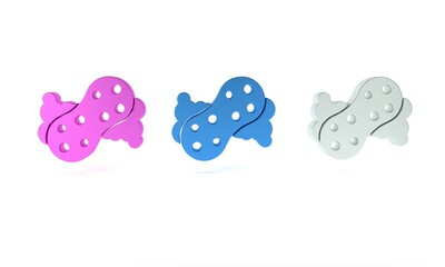 Colorful Sponge with bubbles icon isolated on white background. Wisp of bast for washing dishes. Cleaning service logo. Minimalism concept. 3D render illustration