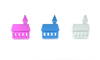 Obraz premium Colorful Castle icon isolated on white background. Minimalism concept. 3D render illustration