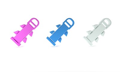 Colorful Rocket icon isolated on white background. Minimalism concept. 3D render illustration