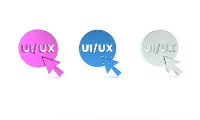 Colorful UI or UX design icon isolated on white background. Minimalism concept. 3D render illustration