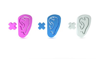 Colorful Deafness icon isolated on white background. Deaf symbol. Hearing impairment. Minimalism concept. 3D render illustration