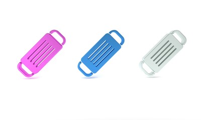 Colorful Medical protective mask icon isolated on white background. Minimalism concept. 3D render illustration