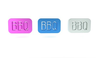 Colorful Barbecue icon isolated on white background. Heat symbol. BBQ grill party. Minimalism concept. 3D render illustration