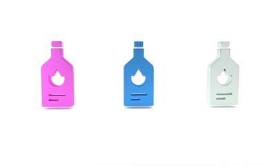 Colorful Tabasco sauce icon isolated on white background. Chili cayenne spicy pepper sauce. Minimalism concept. 3D render illustration