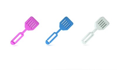 Colorful Spatula icon isolated on white background. Kitchen spatula icon. BBQ spatula sign. Barbecue and grill tool. Minimalism concept. 3D render illustration