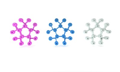 Colorful Molecule oil icon isolated on white background. Structure of molecules in chemistry. Minimalism concept. 3D render illustration