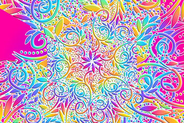 Luxurious batik flower line art pattern of indonesian culture traditional caleidoscope 