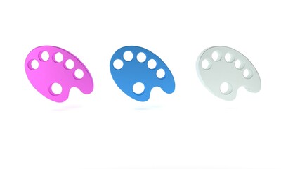 Colorful Palette icon isolated on white background. Minimalism concept. 3D render illustration