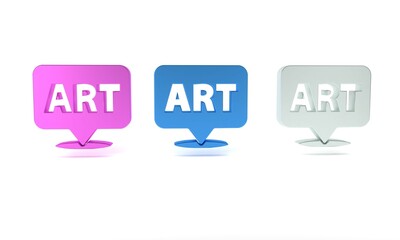 Colorful Speech bubble with text art icon isolated on white background. Message icon. Communication or comment chat symbol. Minimalism concept. 3D render illustration