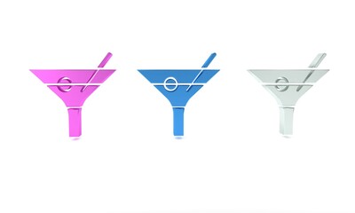 Colorful Martini glass icon isolated on white background. Cocktail icon. Wine glass icon. Minimalism concept. 3D render illustration