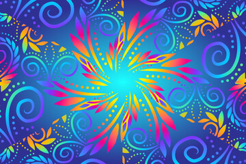 Luxurious batik flower line art pattern of indonesian culture traditional caleidoscope 