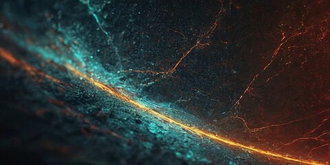 Naklejka premium A blue and orange space with a lot of debris